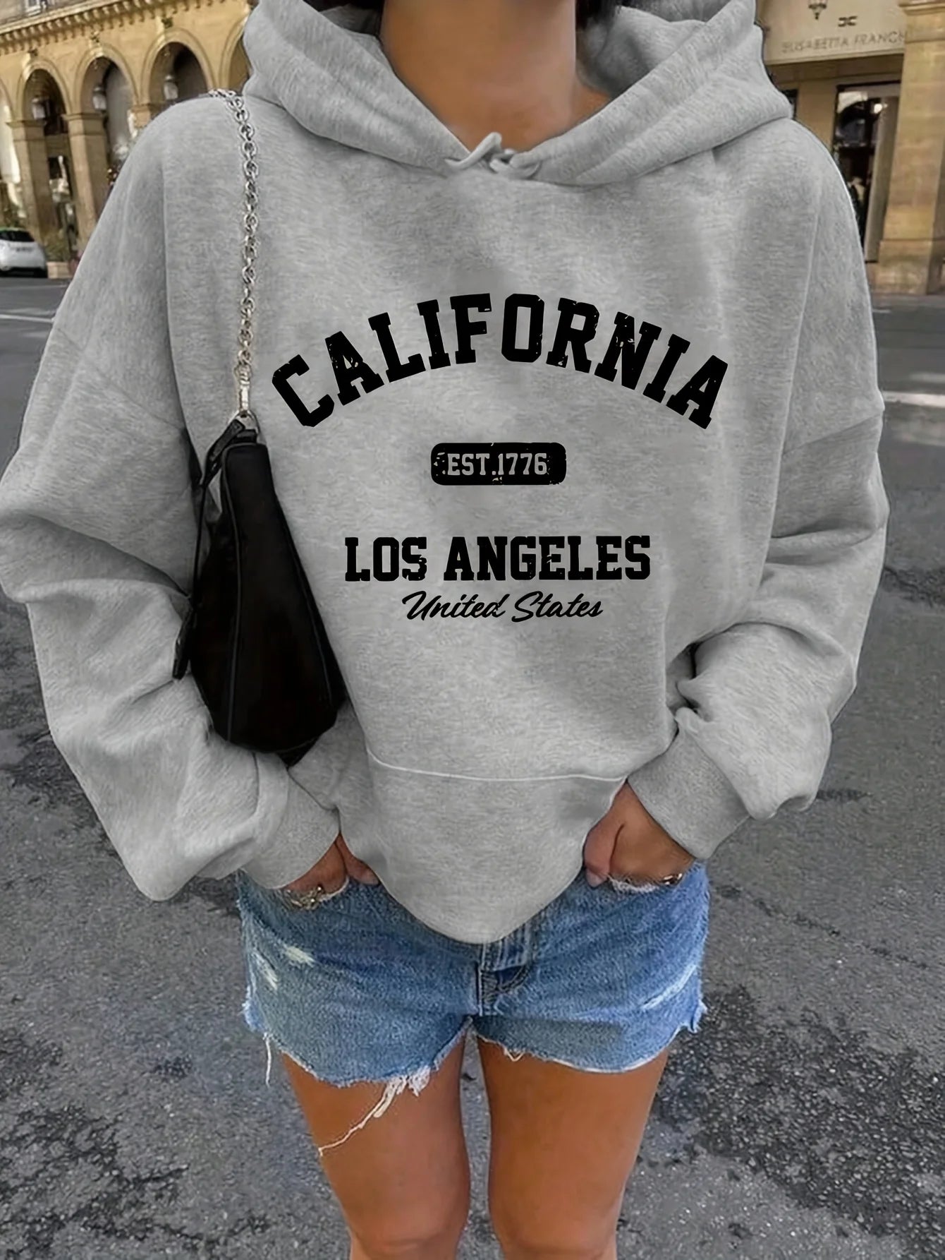 Women's autumn and winter warm and loose casual NOPE not today printed suede long sleeved hooded sweatshirt