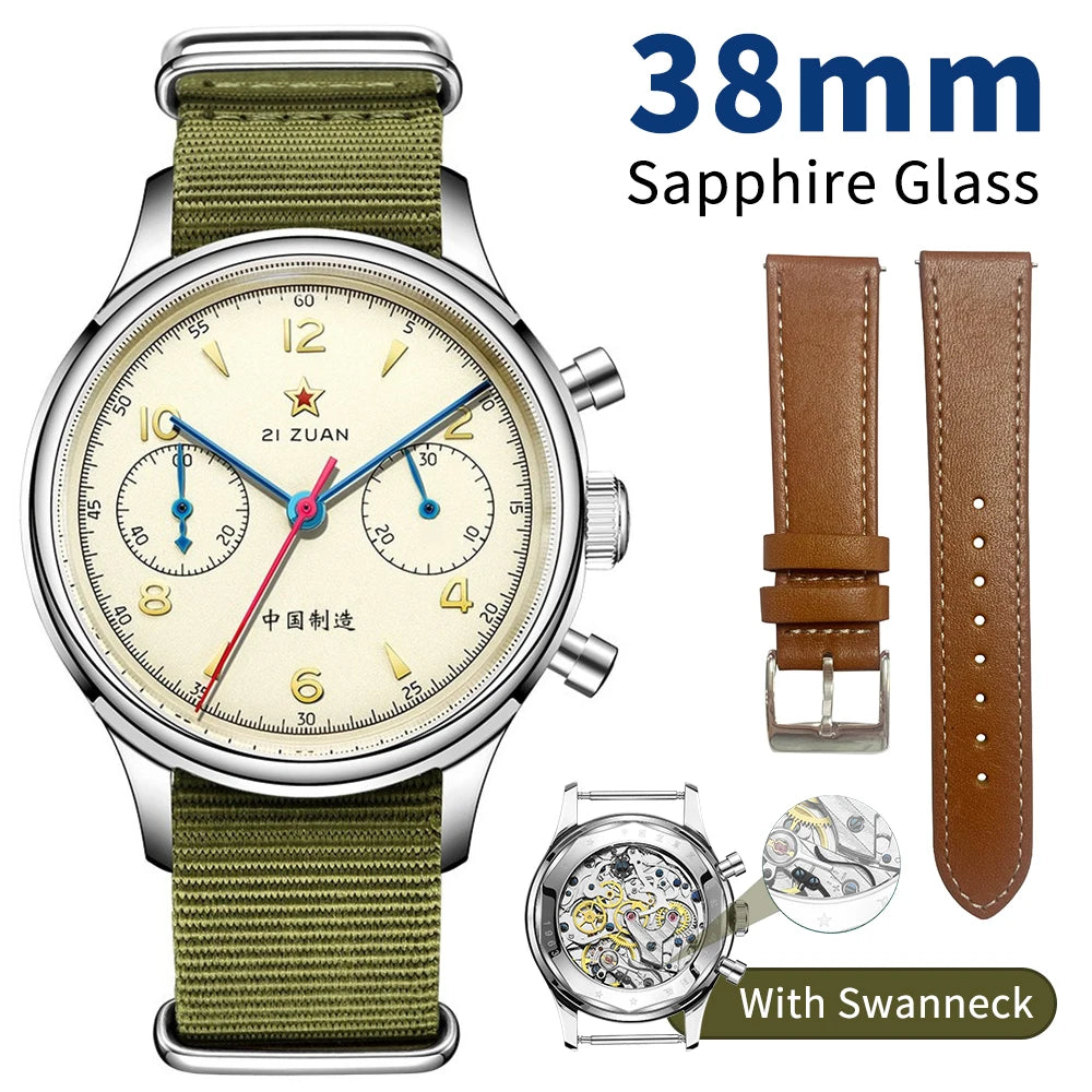 Seakoss Men 1963 Chronograph 38mm 40mm Acrylic Sapphire Glass Luminous Seagull ST1901 Movement Pilot Aviation Mechanical Watches