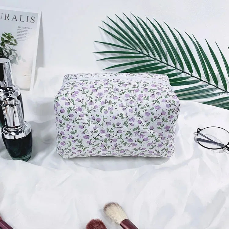 Custom Name Floral Makeup Pouch Embroidered Featuring a Floral Design Wash Bag, Travel Cosmetic Bag Suitable for Bridesmaid Gift
