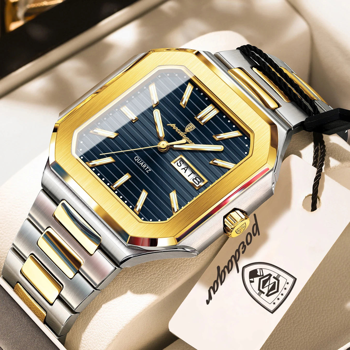 POEDAGAR Business Male Watch Waterproof Luminous Date Week Classic Watches For Men Stainless Steel Men's Quartz Wristwatch Reloj
