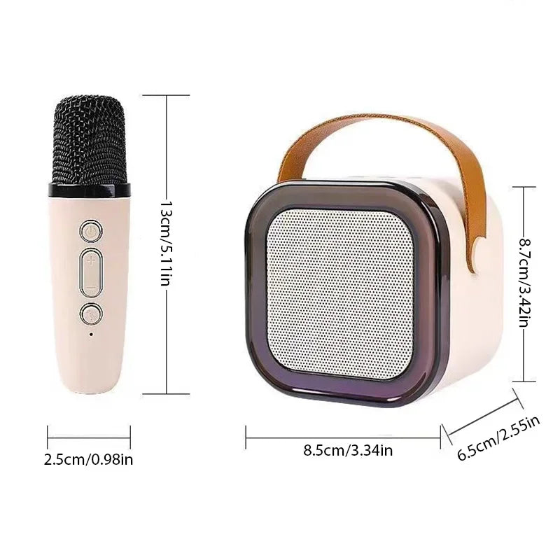 Portable Bluetooth K12 Machine Speaker With 1-2 Wireless Microphones HiFi Singing Family Loudspeaker Children's Gift