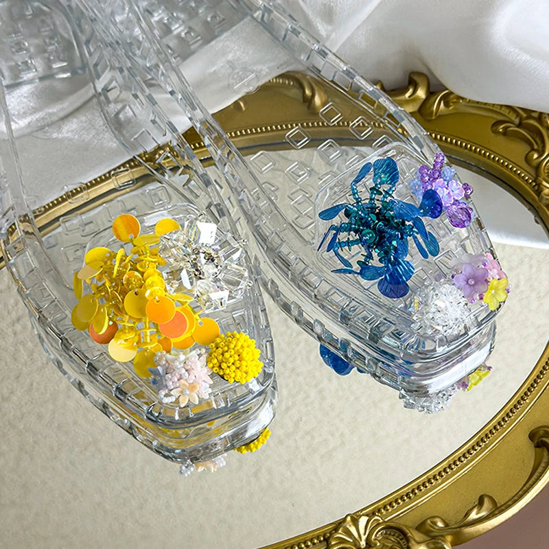 Crystal Handcrafted Beaded Jelly Shoes Shoes Buckles Sandals Accessory DIY Decorative Shoe Flower Slippers Jewelry Accessories