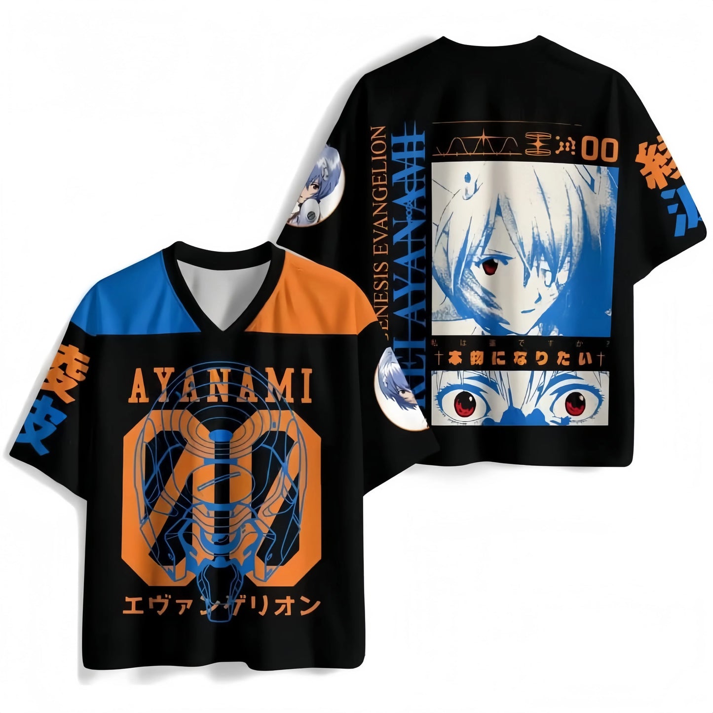 Neon Genesis Evangelion Anime V-Neck Jersey 3D Print Oversized Streetwear Harajuku Tops for Men Women 2026 New Gift for Fans