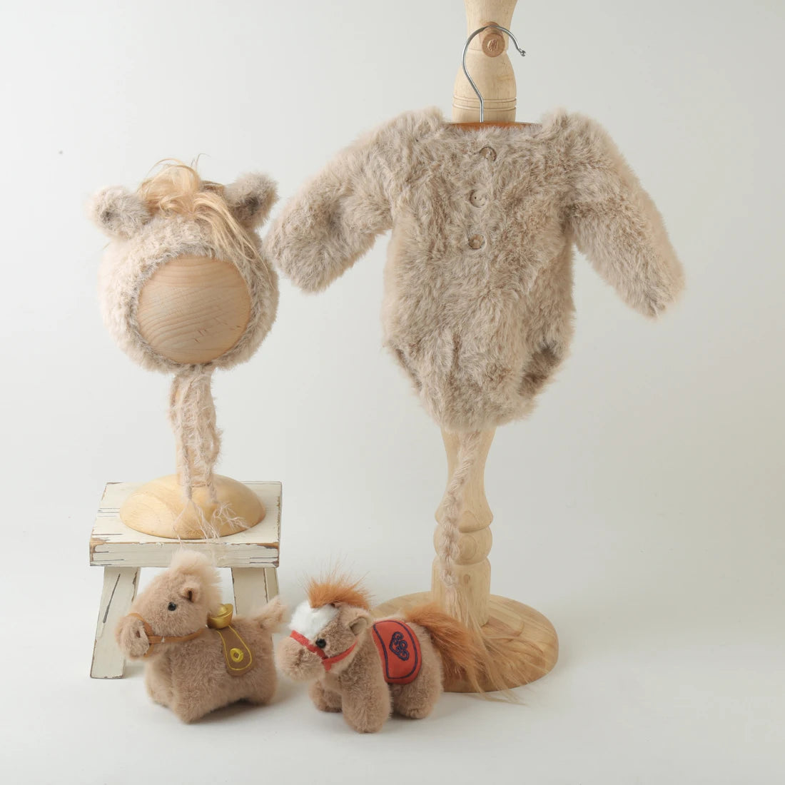 Newborn knitted Horse Jumpsuits Outfit Newborn Photography Props Crochet Baby Horse Romper And Toy Set