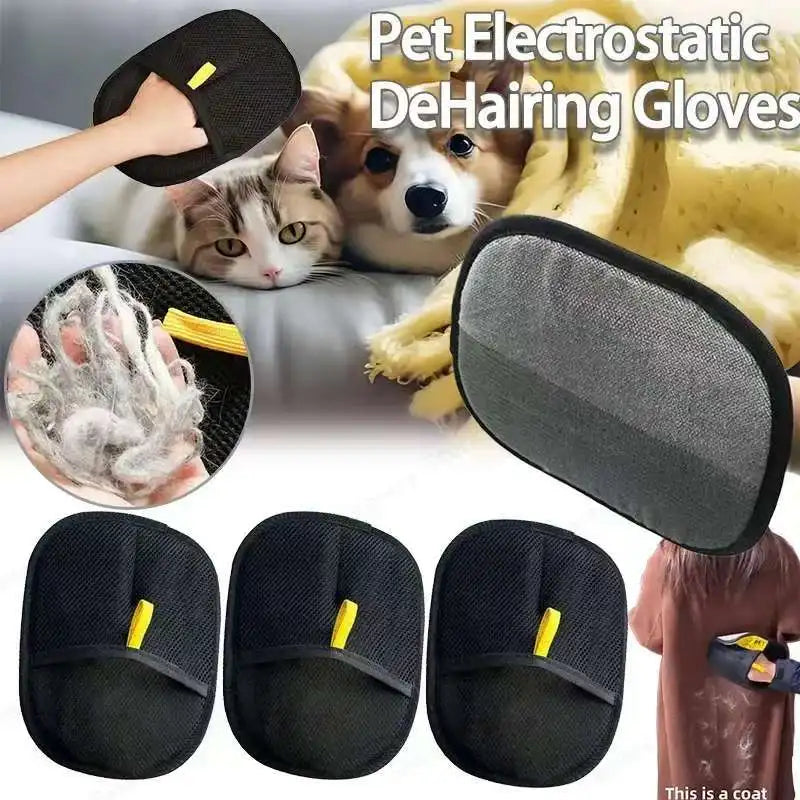 Pet Hair Remover Glove Double Sided Grooming Gloves Cat Dog Fur Cleaner Magic Shedding Mitt Reusable Lint Removal Pet Tool
