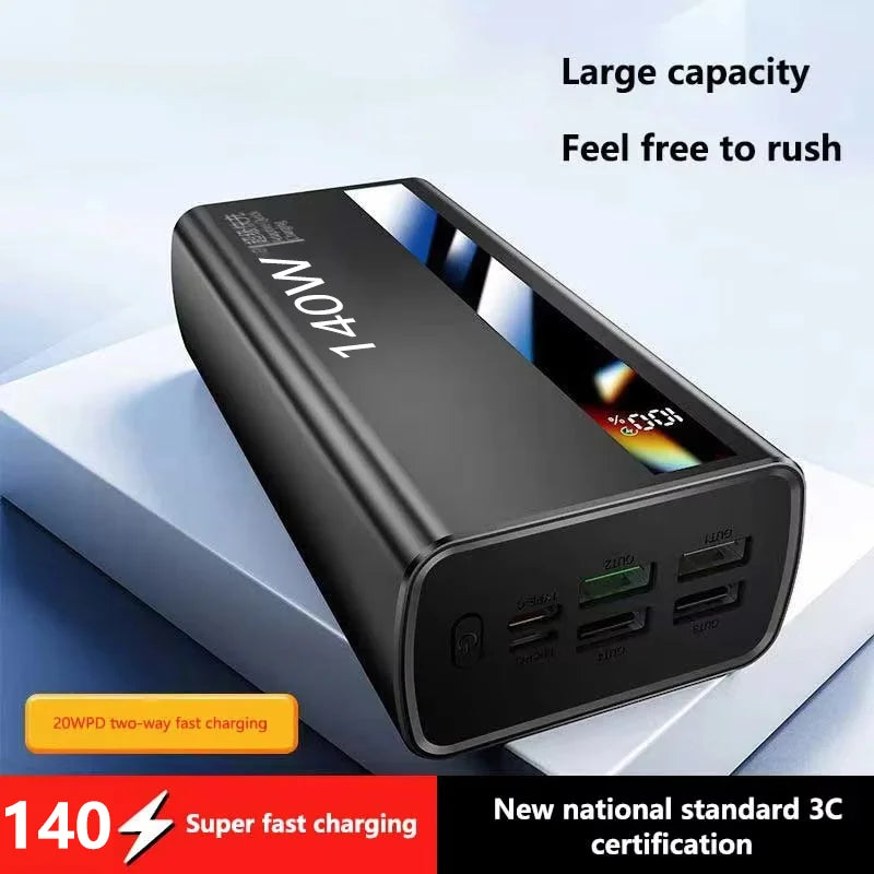 Lenovo 500000mah 140w Outdoor Large Capacity Power Bank Fast Charging External Spare Battery With Led Light Universal Multi New