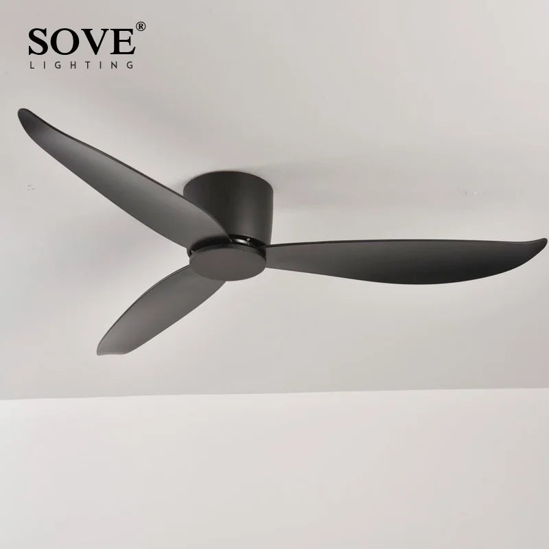 SOVE Ceiling Fan White Low Floor 17cm DC Ceiling Fan With Remote Control Simple Ceiling Fans Without Light 220V