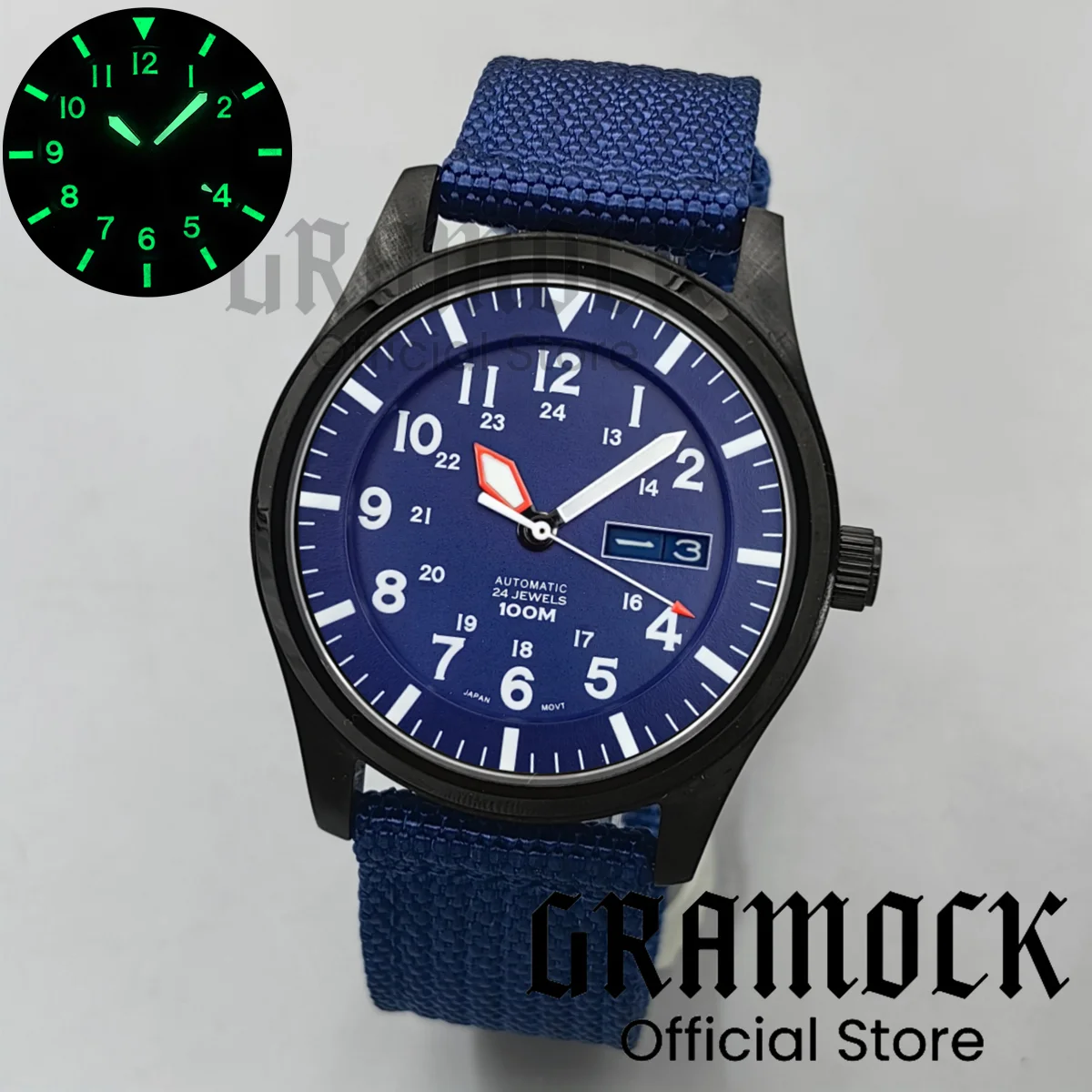 Gramock 42MM Men's Fashion NH36A Mechanical Sports Watches Black Dial Luminous Sapphire Glass Men Watch Waterproof Reloj Hombre