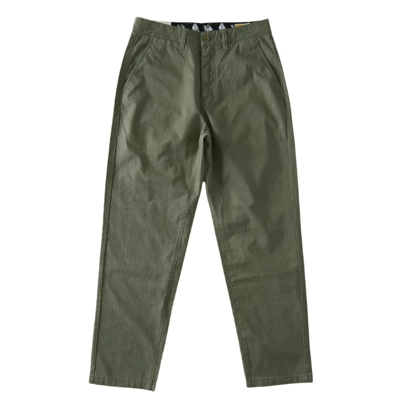 2025 Spring and Summer New Japanese Retro Thin Cargo Pants Men's Simple 100% Cotton Washed Commute Casual Straight Trousers