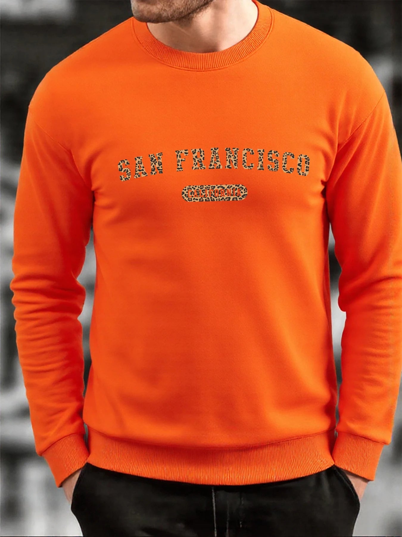 San Francisco California Print Men Hoodless Shirt Soft Loose O-Neck Sweatshirt Fashion Fleece Pullover Autumn Male Tracksuit
