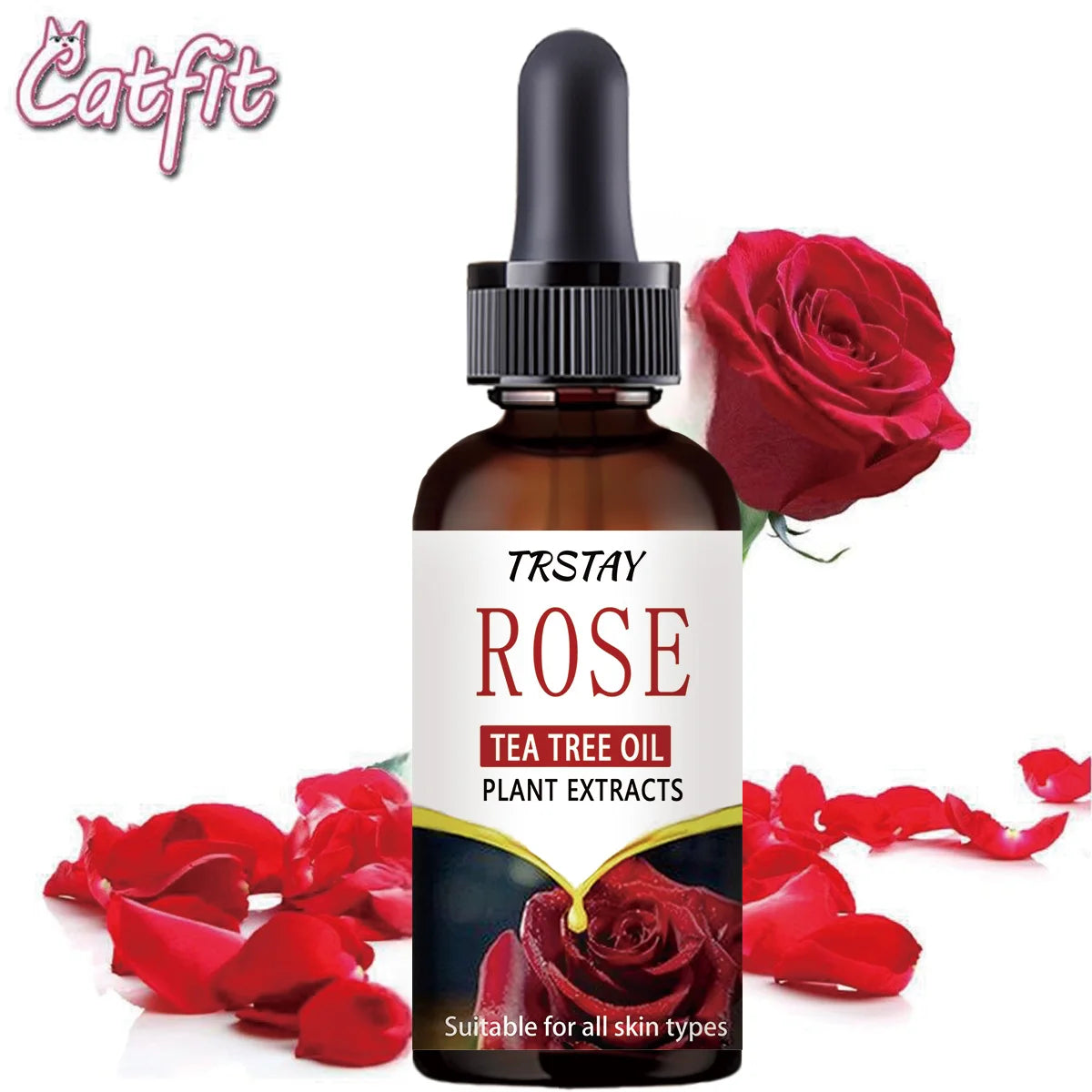 5ML/15ML/30ML/50ML/Catfit Natural Rose Essential Oil Relaxes SPA Body Oil Moisturizing Firming Skin Oil Improve Sleeping YOGA Sk