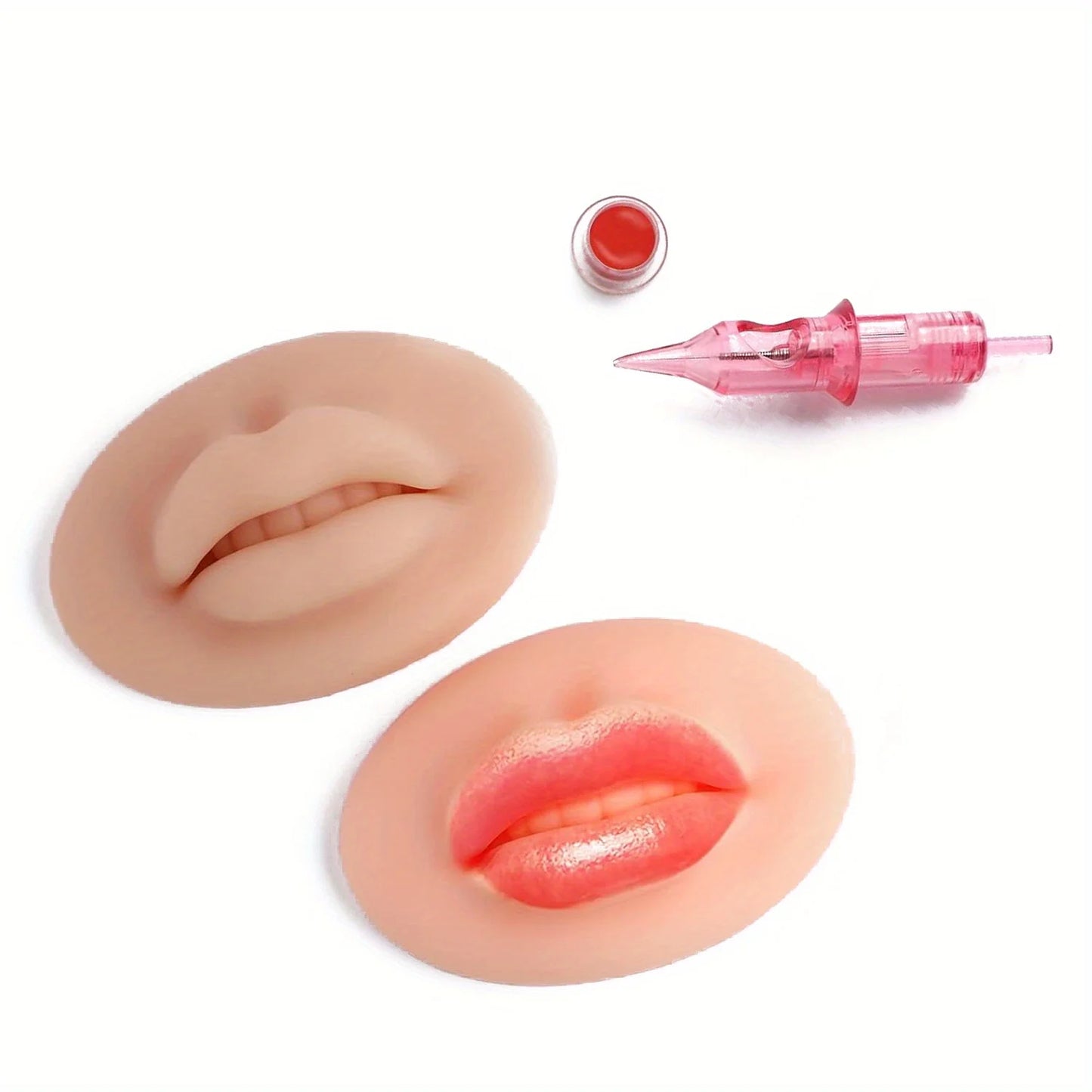 5D Realistic Lip Practice Skin for Permanent Makeup Training, 3D Silicone Lip Blush Pad with Simulation Modules, Reusable False