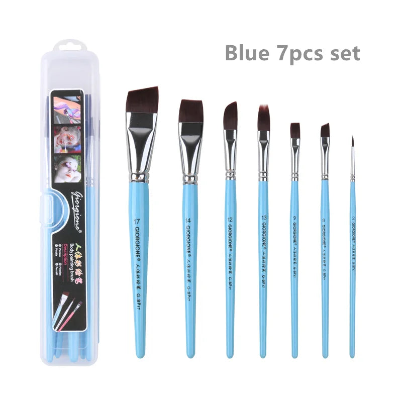 7/10/17 Pcs Multi-functional Face Body Paint Brushes High Quality Sky Blue Artist Watercolor Painting Makeup Tool Make Up Brush