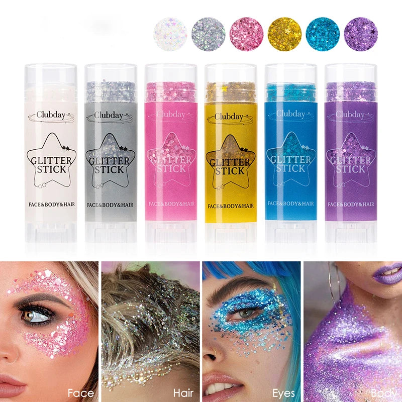 Face Body Sequins Glitter Gel Stick Makeup White Pearl Pink Highlighter Hair Painting Brighten Stage Makeup Flash Sequins Cream