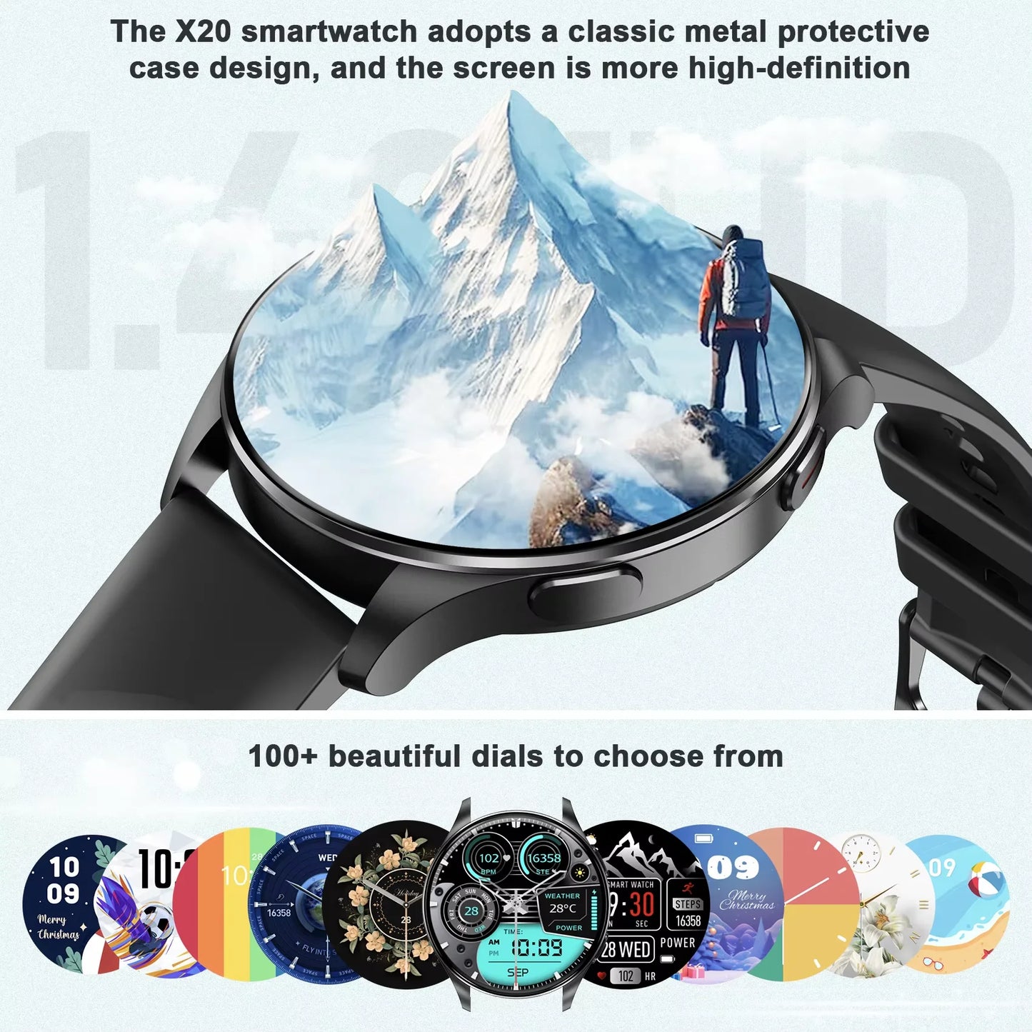 Blackview X20 Smartwatch Watch 1.43'' HD Screen Bluetooth Call Watch AMOLED Display Health and Fitness Tracking For ISO Android
