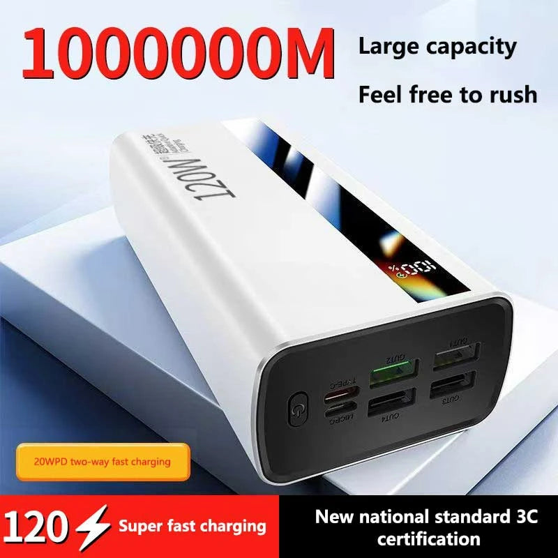 6IN1 100000mAh 120W Fast Charging Large-capacity Power Bank Digital Display Mobile Power Bank for Xiaomi Huawei iPhone 17Promax