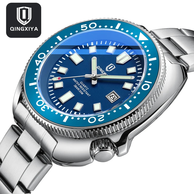 QINGXIYA 2025 New Men Stainless Steel Watch Quartz Waterproof Male Clock Business Watch Mens Watches Top Brand Luxury Men Watch