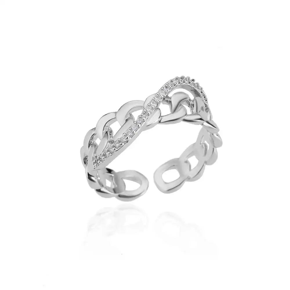 Zircon Double Star Rings For Women Gold Color Stainless Steel Opening Stars Finger Ring Wedding Party Aesthetic Jewelry Gift