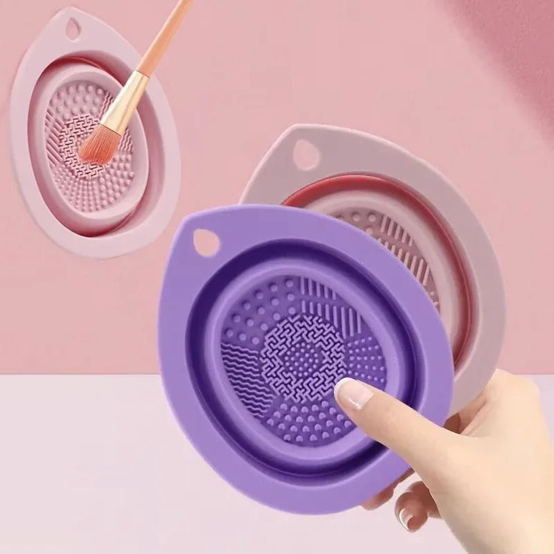 Silicone Makeup Brush Cleaner Foldable Powder Puff Cleaning Bowl Eyeshadow Brushes Washing Soft Mat Beauty Tools Scrubber Box