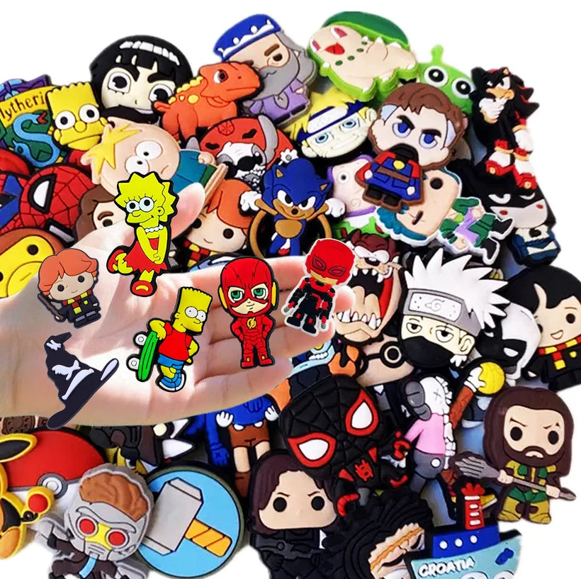 50-200Pcs Random mixing Cartoon Shoe Charms for Clogs Bubble Slides Sandals PVC Shoe Decorations Accessories For Teens Or Gifts