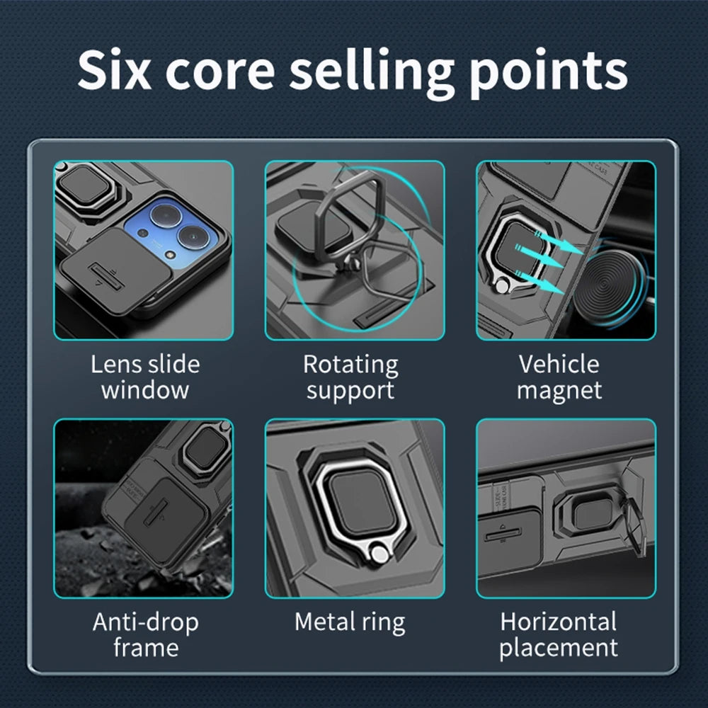 For Xiaomi Redmi 15C 4G 171mm Case Shockproof Armor Magnetic Holder Ring Case For Redmy 15C 15 C Redmi15C 4G Lens Protect Cover