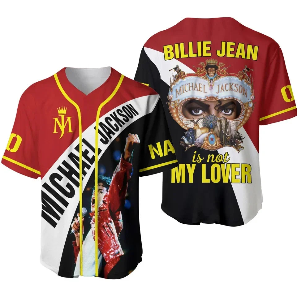 New Summer Men's MJ Michael Jackson Printed Baseball Jersey Neutral O-Neck Short Sleeve Women's Fashion Hip Hop T-shirt Fan Gift