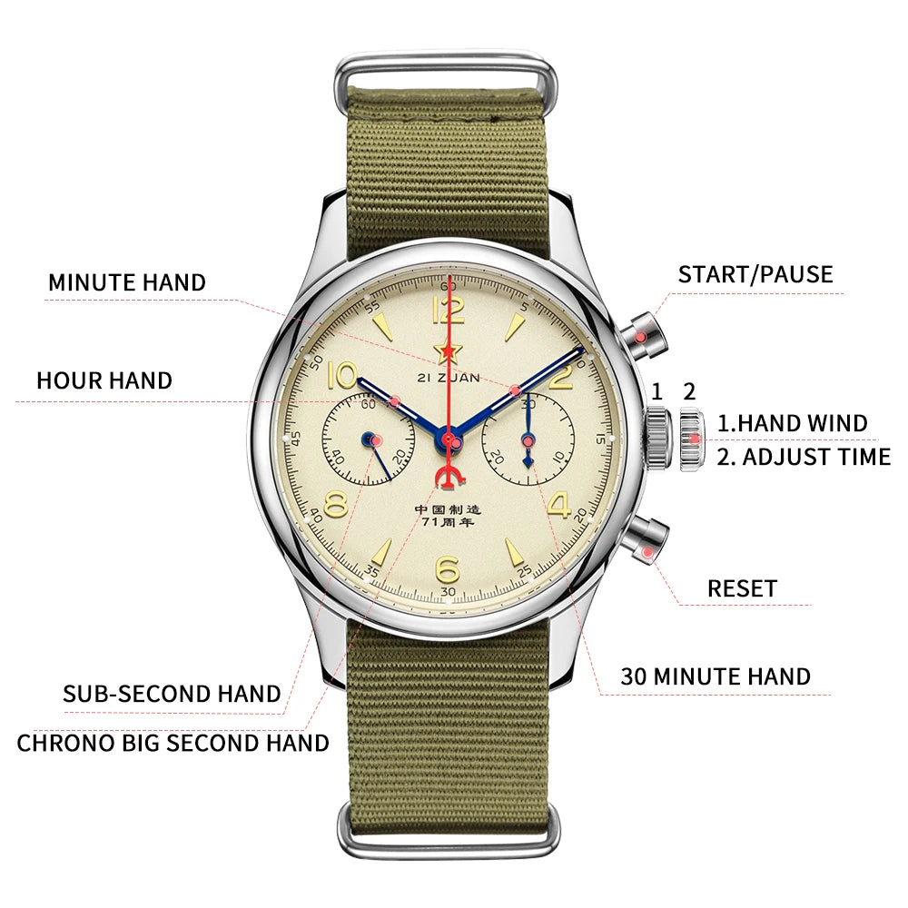 Seakoss Men 1963 Chronograph 38mm 40mm Acrylic Sapphire Glass Luminous Seagull ST1901 Movement Pilot Aviation Mechanical Watches