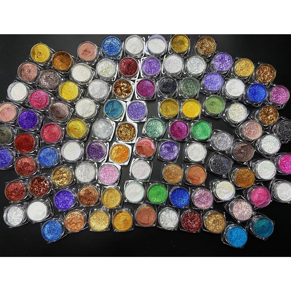 100colors Cosmetic Diamond Highlighter Pigment Eyes Loose Powder Makeup Pearlescent Shiny Eyeshadow Lipgloss Resin Craft DIY