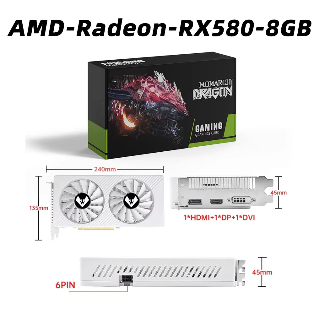 MOUGOL AMD Radeon Series Graphics Cards RX580 RX5500XT RX5700 8GB RX65000XT 4GB Gaming placa de vídeo For Desktop Computers