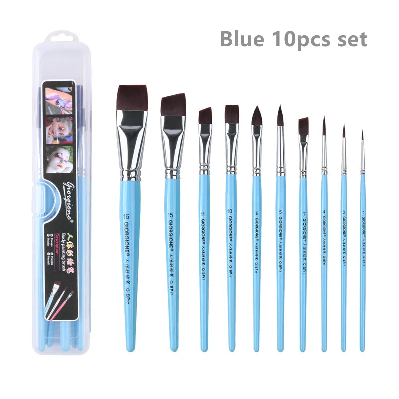 7/10/17 Pcs Multi-functional Face Body Paint Brushes High Quality Sky Blue Artist Watercolor Painting Makeup Tool Make Up Brush