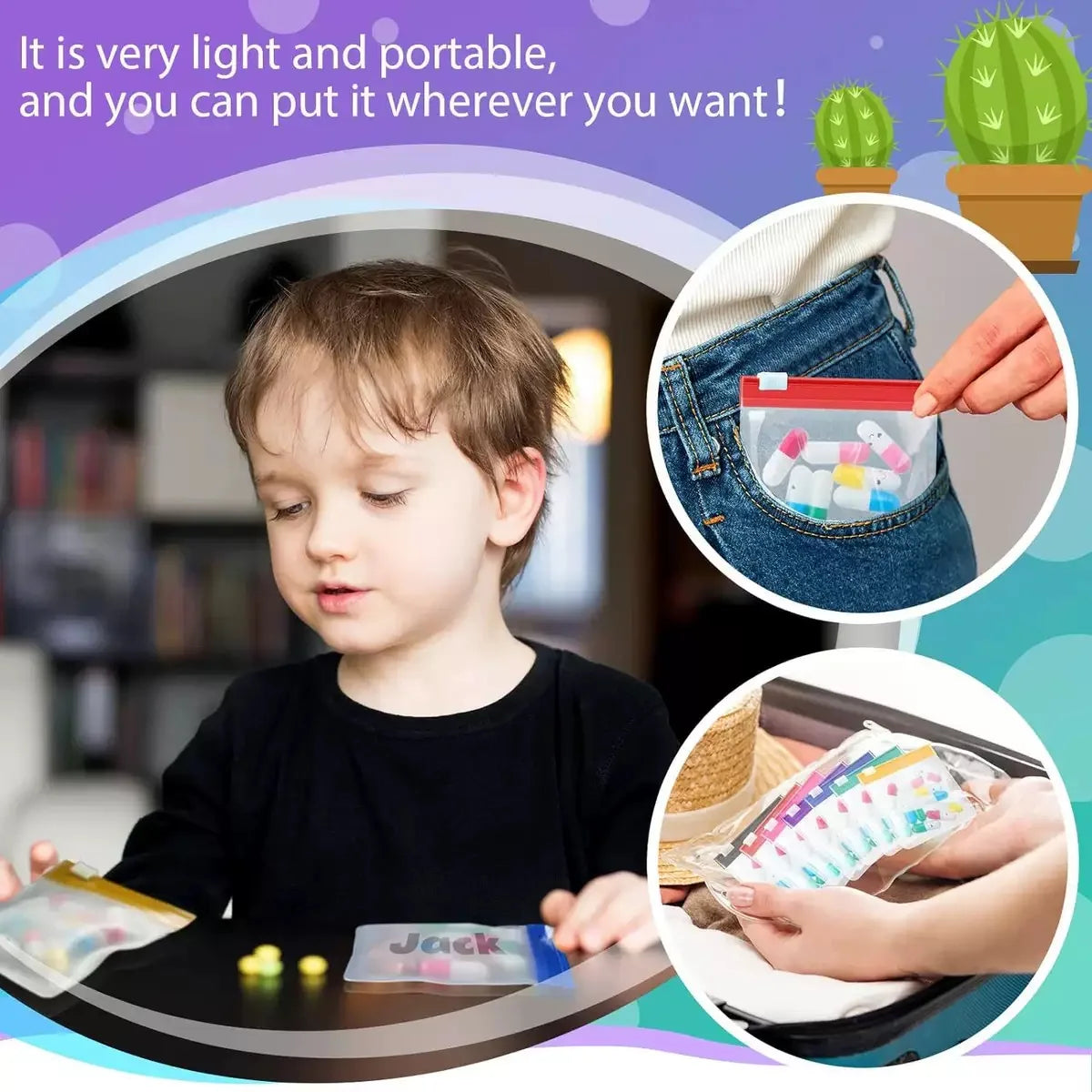 Reusable Travel Zipper Pill Bags Set 14pcs/7pcs/1pc Semi Transparent Self Sealing Medicine Storage Container for Travel
