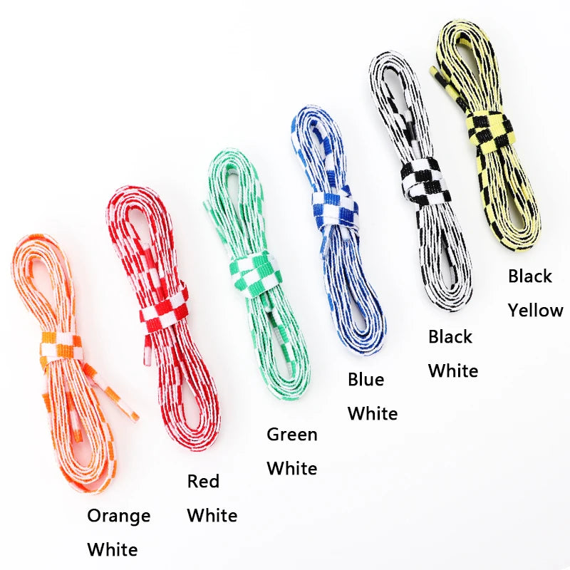 1 Pair Checkered Grid Shoelaces for Shoes Flat Black and White Plaid Shoelace Sneakers Shoe Laces Women Man Shoe Lace Shoestring