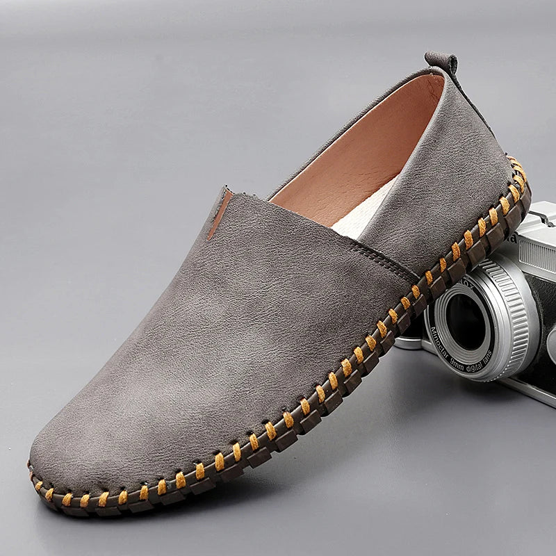 Jumpmore New style casual handmade moccasins Leather loafers Men Driving Shoes Size 39-48