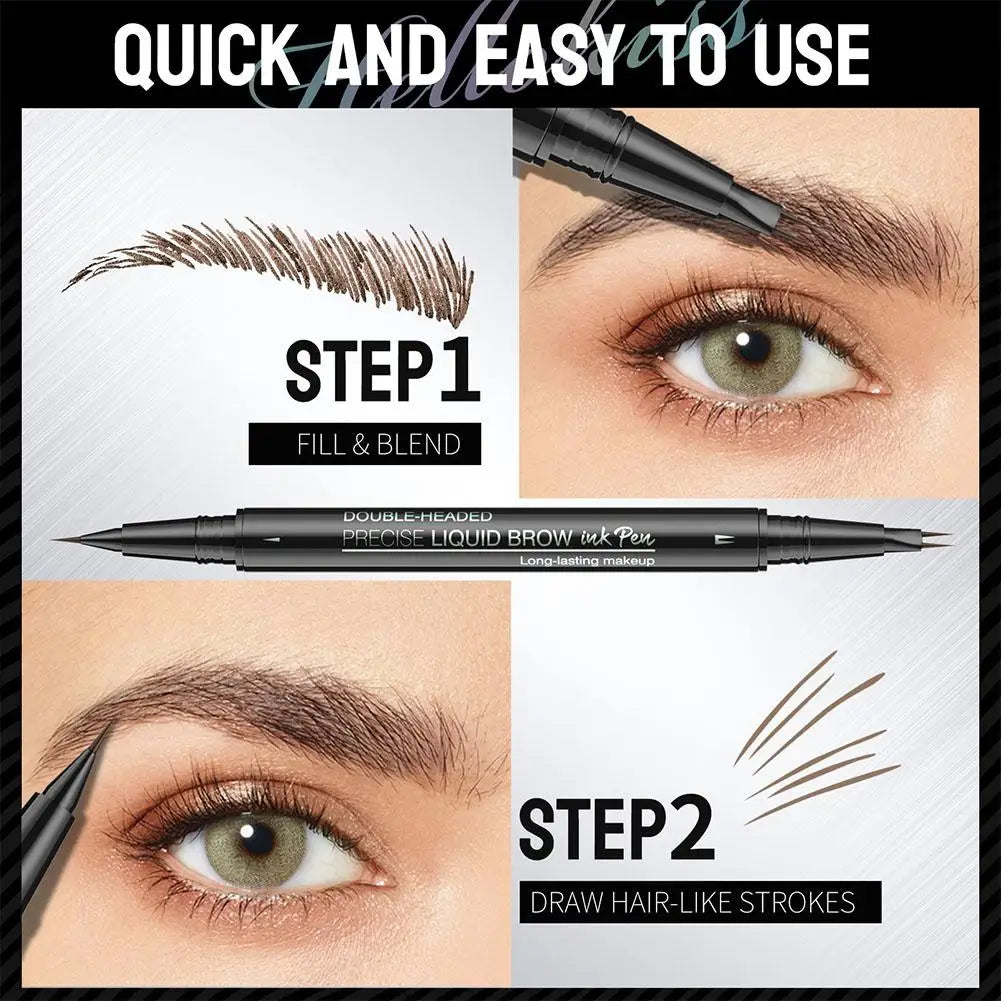Two-pronged Eyebrow Pencil Waterproof Two-in-one Liquid Eyebrow Pencil Curved Eyebrow Pen With Fork And Precise Brush Tip Makeup