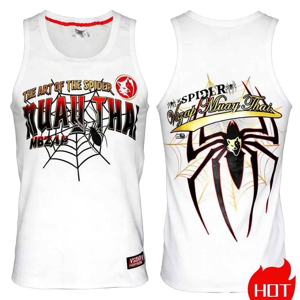 Summer men's sleeveless sports T-shirt Muay Thai training vest Quick drying wrestling vest Muay Thai men's t-shirts and tank top