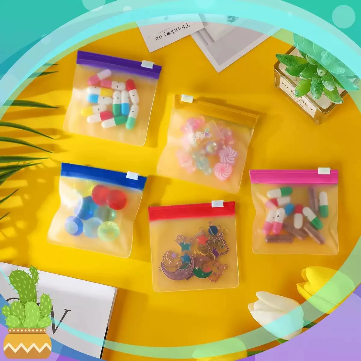 Reusable Travel Zipper Pill Bags Set 14pcs/7pcs/1pc Semi Transparent Self Sealing Medicine Storage Container for Travel