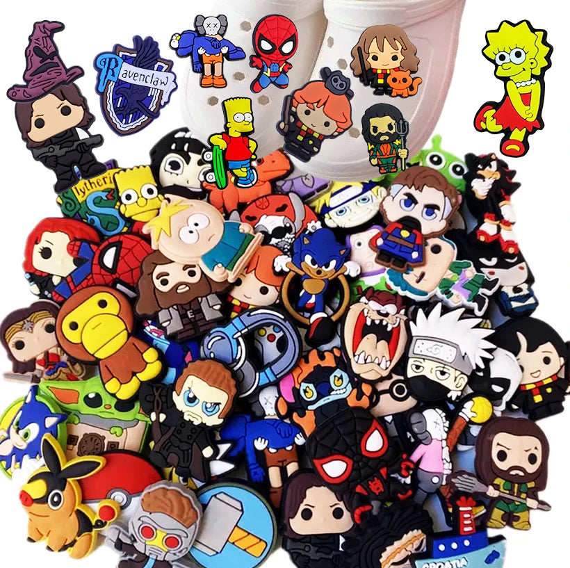 50-200Pcs Random mixing Cartoon Shoe Charms for Clogs Bubble Slides Sandals PVC Shoe Decorations Accessories For Teens Or Gifts