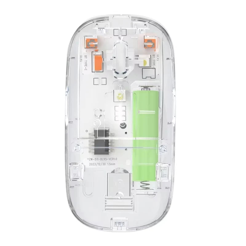 KEBIDUMEI Wireless Mouse Dual Mode Bluetooth Mouse 500mAh Rechargeable Silent Mouse Transparent Office Mice for Laptop Macbook