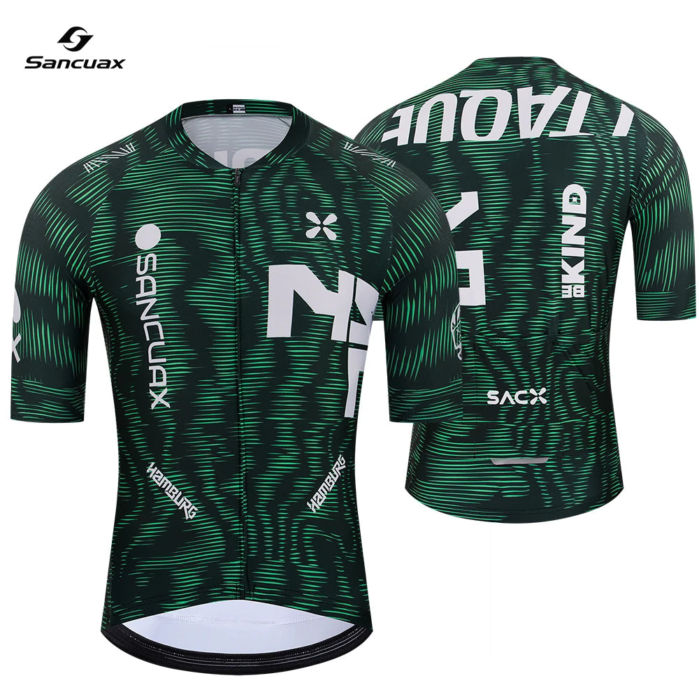 Sancuax Summer Cycling Clothing Men's Short Sleeves Cycling Jersey Set with Pockets Breathable Road Bike Maillot Ciclismo Hombre
