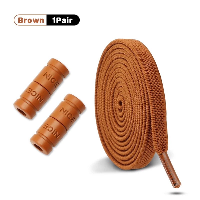 Elastic Laces Sneakers No Tie Shoe laces Colorful Capsule Lock Shoelaces Without ties Kids Adult 0.6cm Flat Shoelace 1Pair/2Pair
