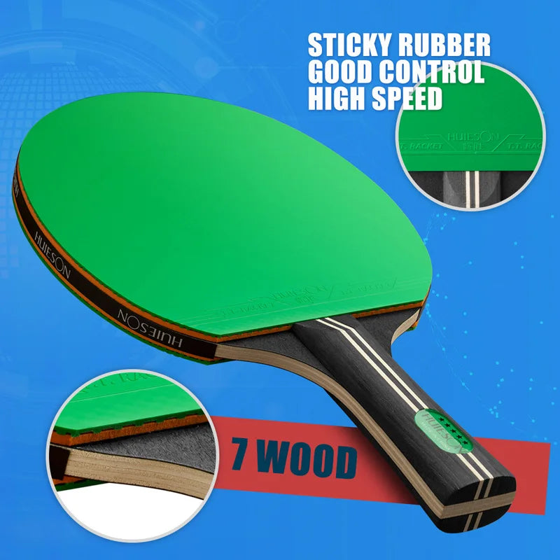 HUIESON 5 Stars Colorful Table Tennis Racket Set with Carry Bag Ready-to-Play Ping Pong Bat Paddle for Beginners Casual Play