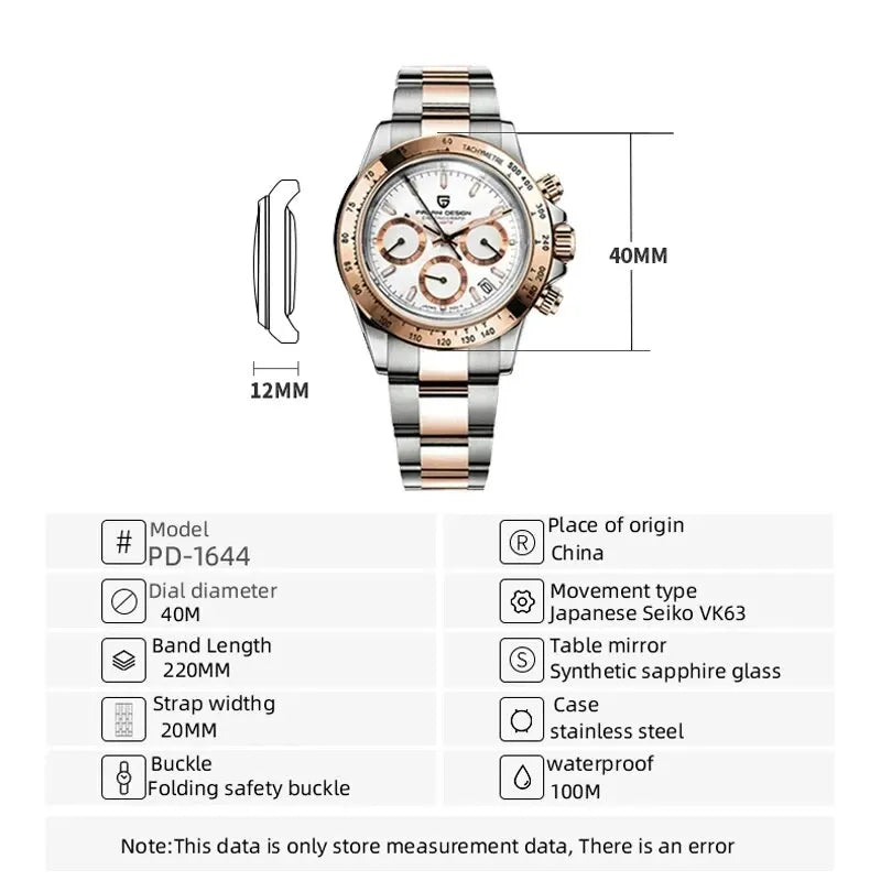 PAGANI DESIGN 2026 New Chronograph Men's Watches Top Brand Luxury Mens Quartz Wrist Watch Men Luminous Waterproof Watch Men