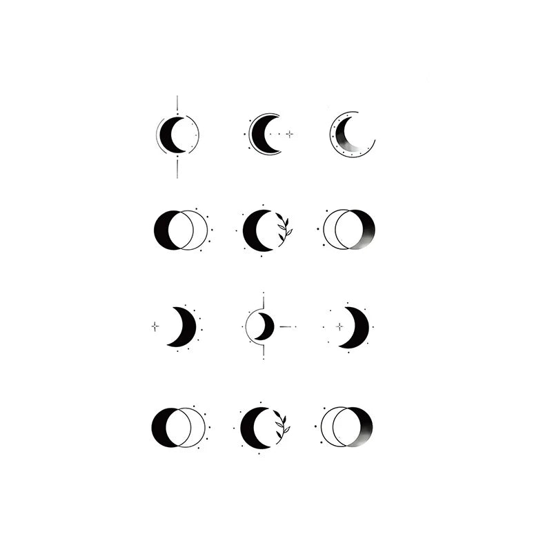 Tattoo Sticker Sun Moon Planet Temporary Waterproof  Flash Makeup Hand Arm Neck Fake Fake Body Art for Men Women