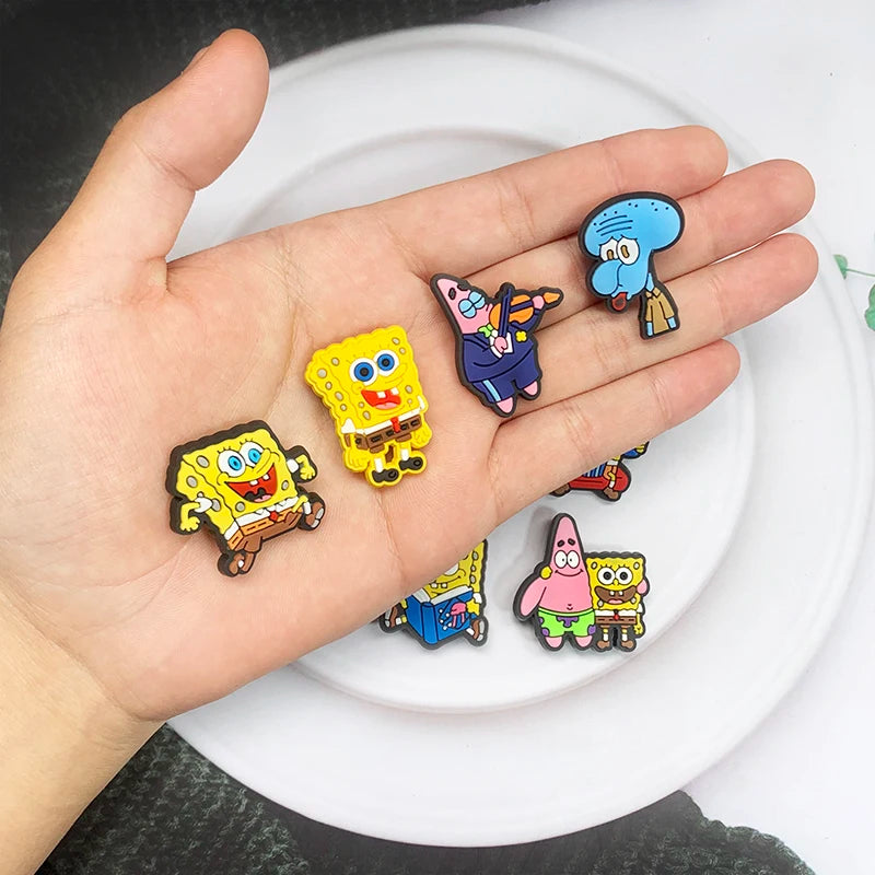 SpongeBob Cartoon Shoe Charms 1-20pcs Set SpongeBob SquarePants DIY PVC Decorations for Clog Sandals Kids Gift Shoe Accessories
