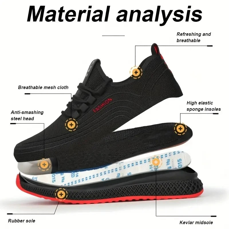 Steel Toe Protective Work Shoes Anti Smash Safety Shoes Men Women Light Work Sneakers Breathable Anti-Stab Indestructible Shoes