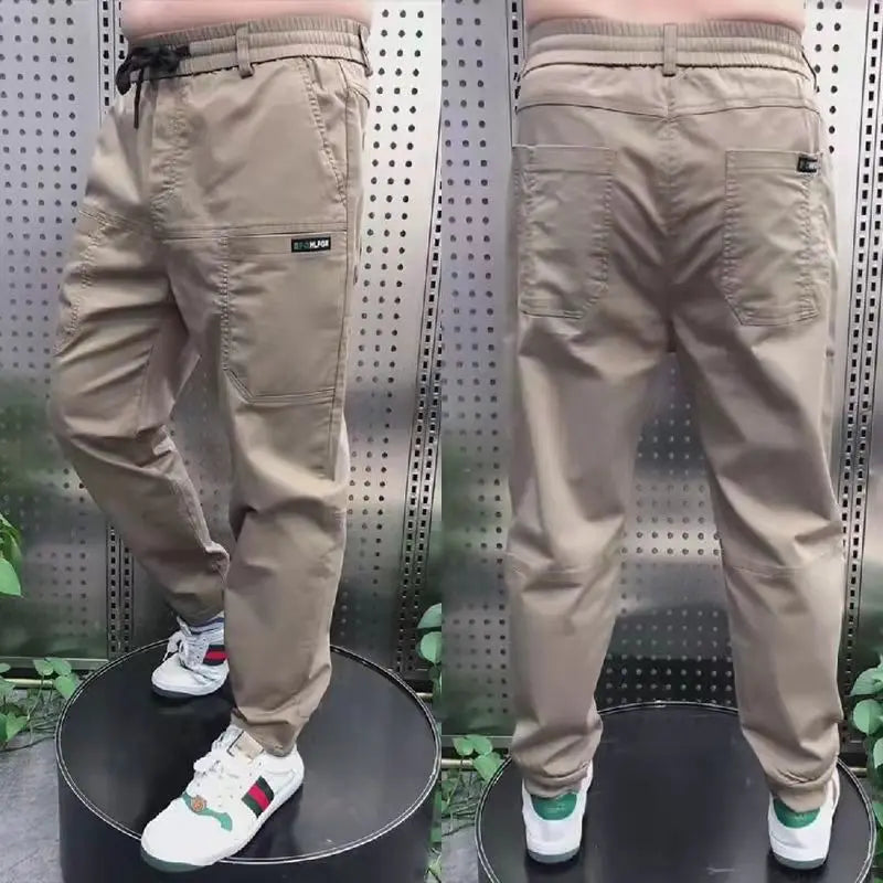 Men's High Stretch Multi-pocket Skinny Cargo Pants Multi-pocket Sweatpants Solid Color Casual Work Outdoor Joggers Trousers