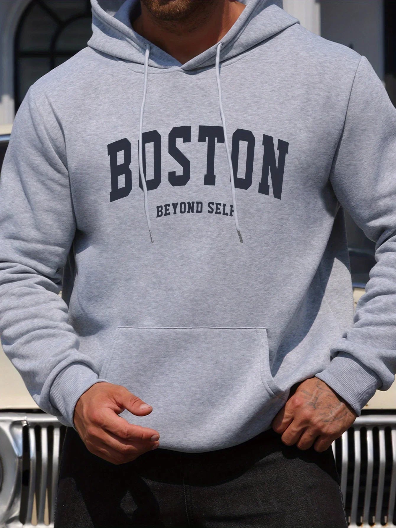 2025 hot trend men's casual hooded sweatshirt with drawstring comfortable long sleeved top suitable for autumn and winter