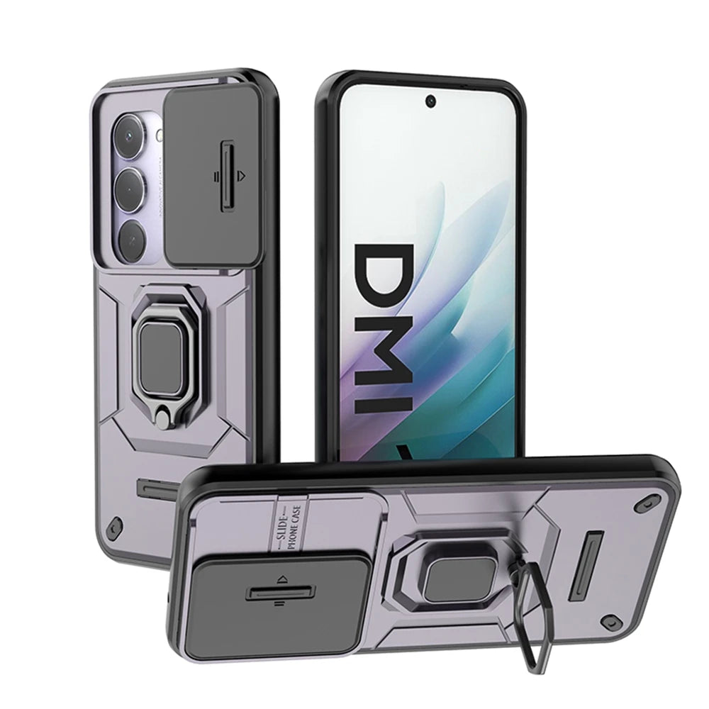 For Xiaomi Redmi 15 4G 171mm Case Slide Camera Protect Phone Case For Redmy 15 Redmi15 4G Magnetic Ring Holder Armor Back Cover
