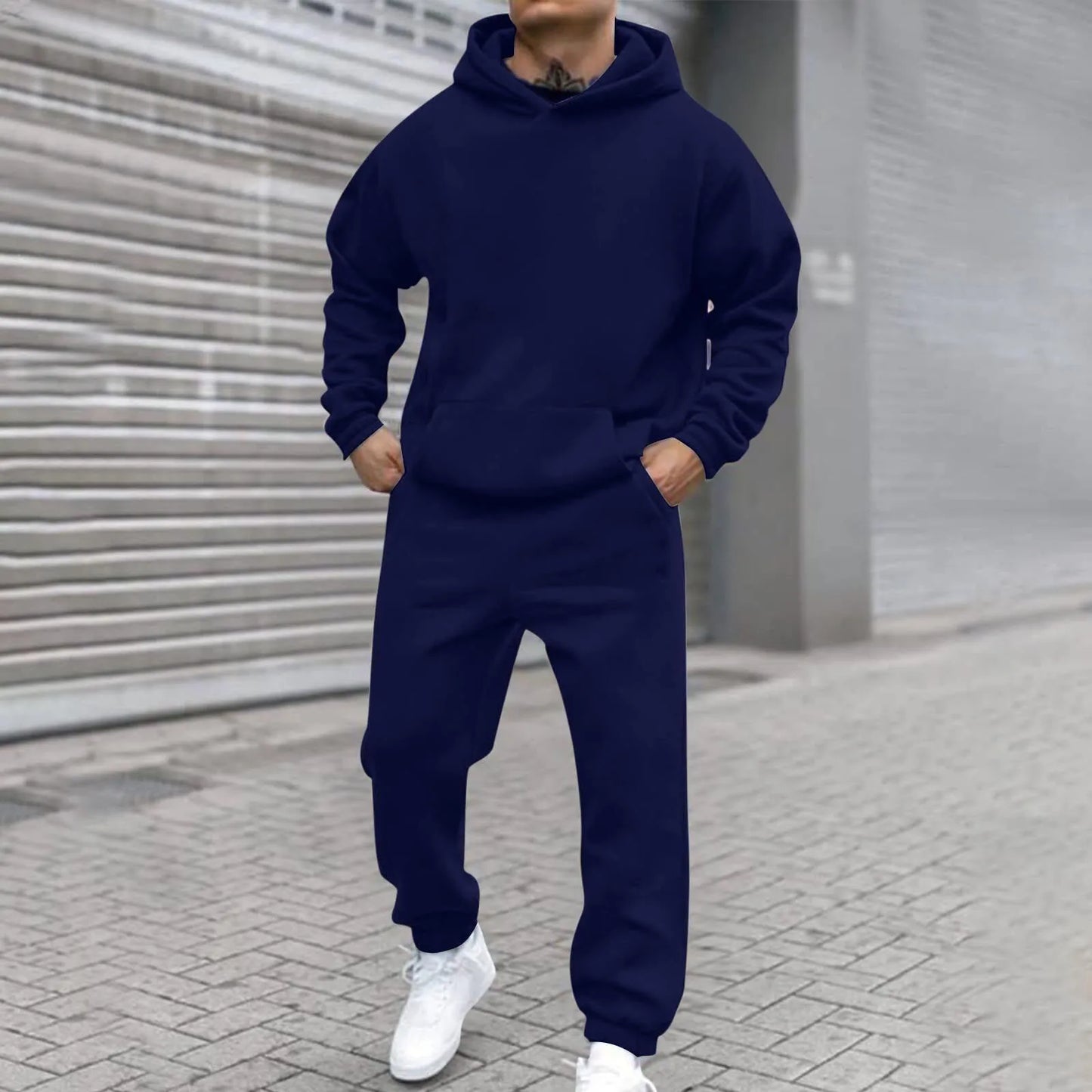 Colorful Urban Style Autumn And Winter Latest Products Men's Hooded Sweatshirt And Pants Set Street Wear Collection