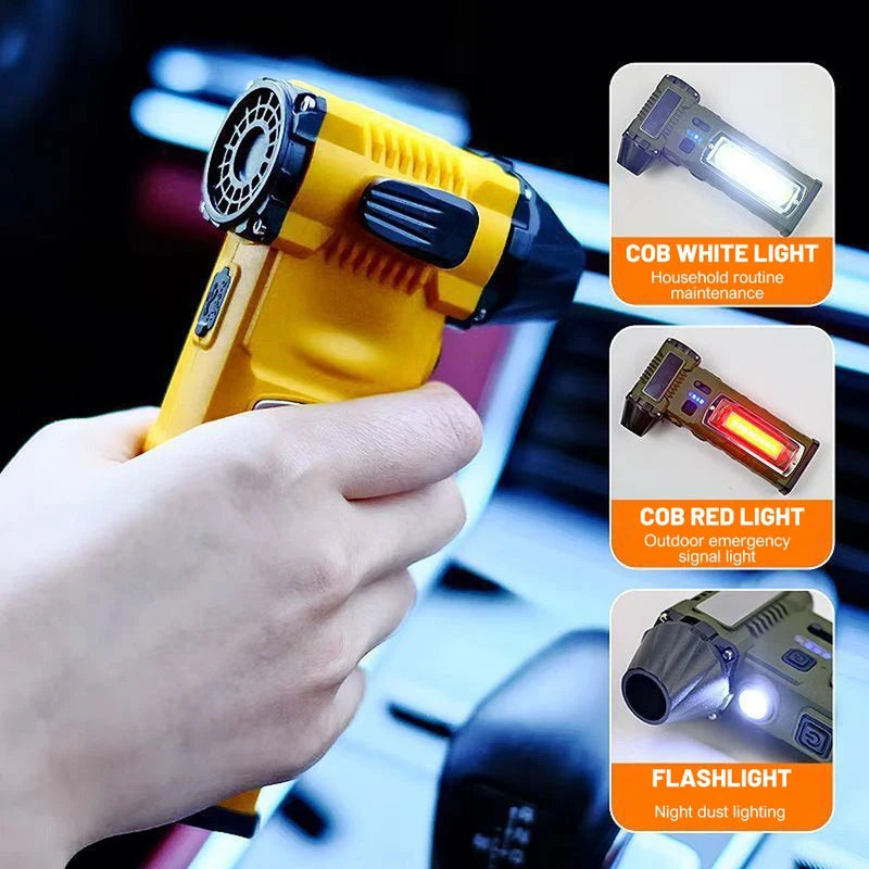 4in1 130000RPM Violent Fan with 4 Nozzles&Sidelighting 8000mAh Wireless Air Blower Mini Turbo Jet Fan Waist Hanging Camping Fans
